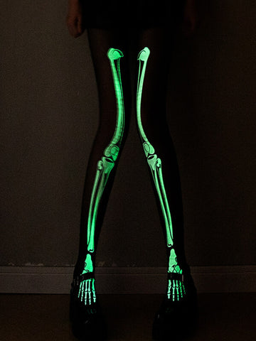 Airchics femmes bas autofixant squelette lumineux accessoire déguisement halloween